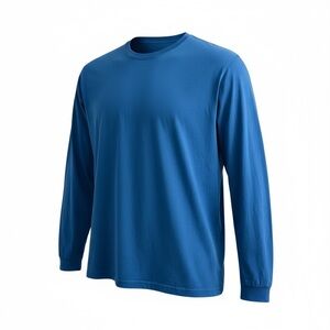 L.L. Bean Men's XXL Tall Blue Long Sleeve Crew T-Shirt 100% Cotton
